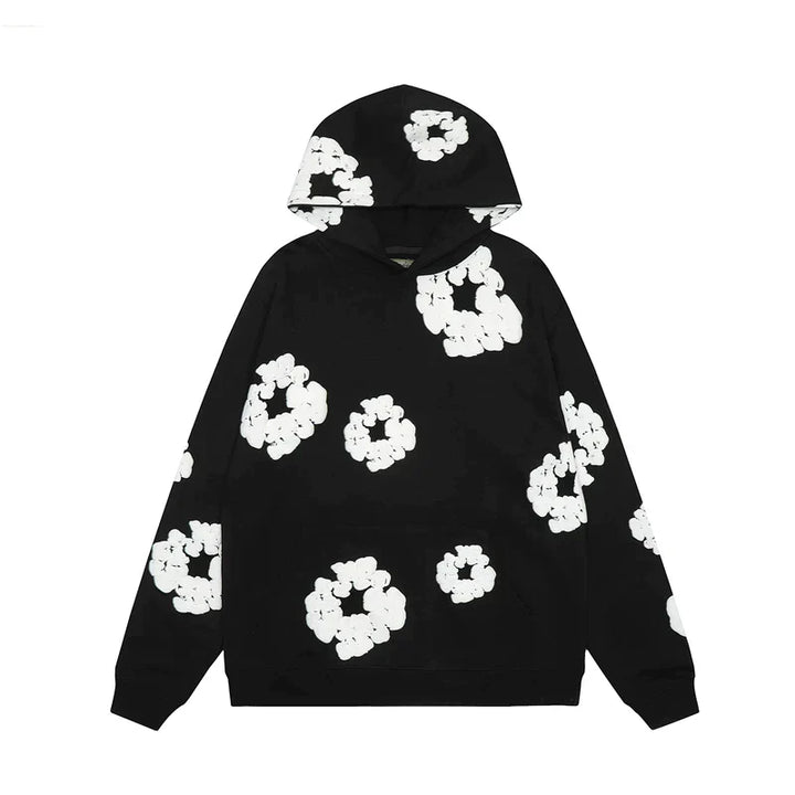 Casual Women's Hoodie with Floral Print - Amara-Black-S-State of Style