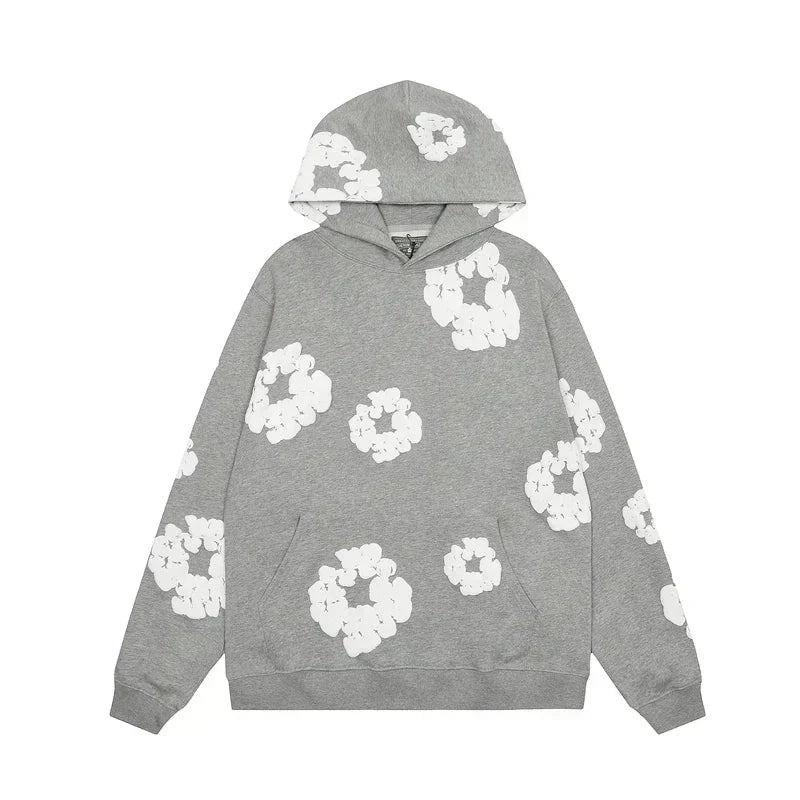 Casual Women's Hoodie with Floral Print - Amara-Grey-S-State of Style