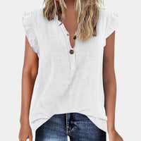 Casual women's summer blouse with button placket – Léa-White-S-State of Style