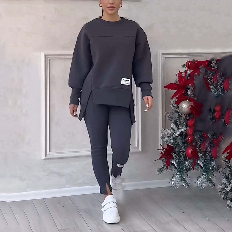 Casual Women's Sweatshirt and Legging Set - Elena-Black-S-State of Style