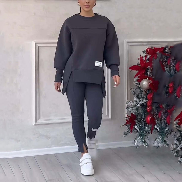 Casual Women's Sweatshirt and Legging Set - Elena-Black-S-State of Style