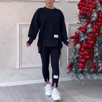 Casual Women's Sweatshirt and Legging Set - Elena-Black-S-State of Style