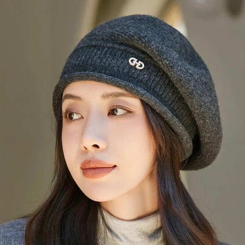 Casual Woollen Women's Beret - Diana-Light Grey-State of Style