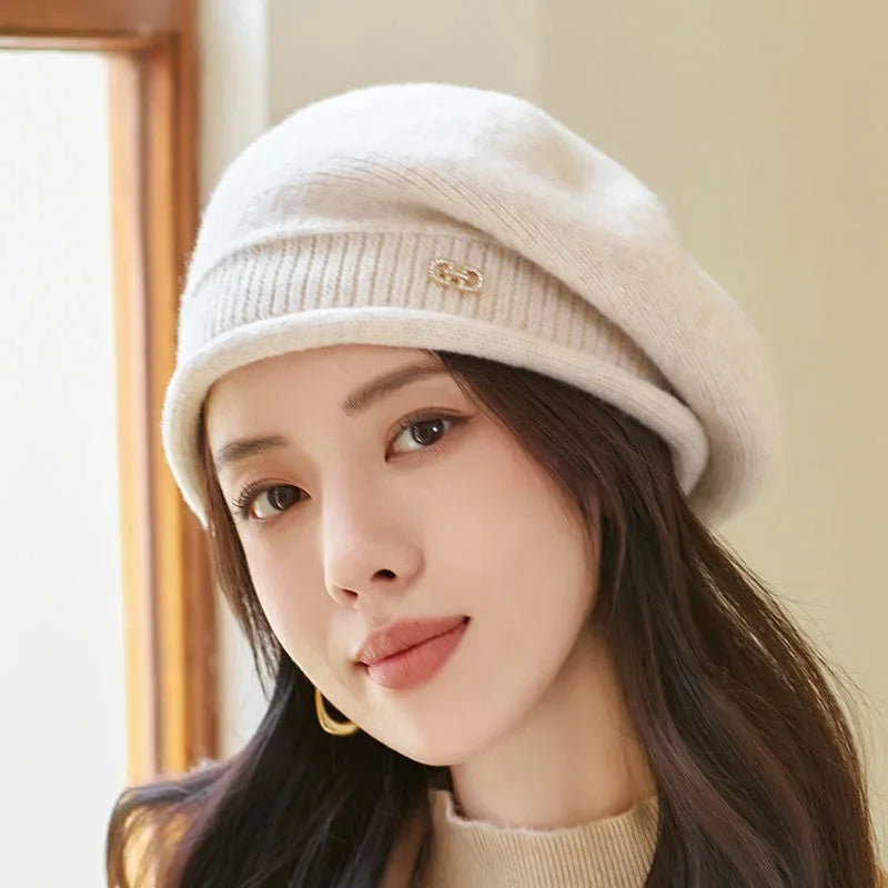 Casual Woollen Women's Beret - Diana-Light Grey-State of Style