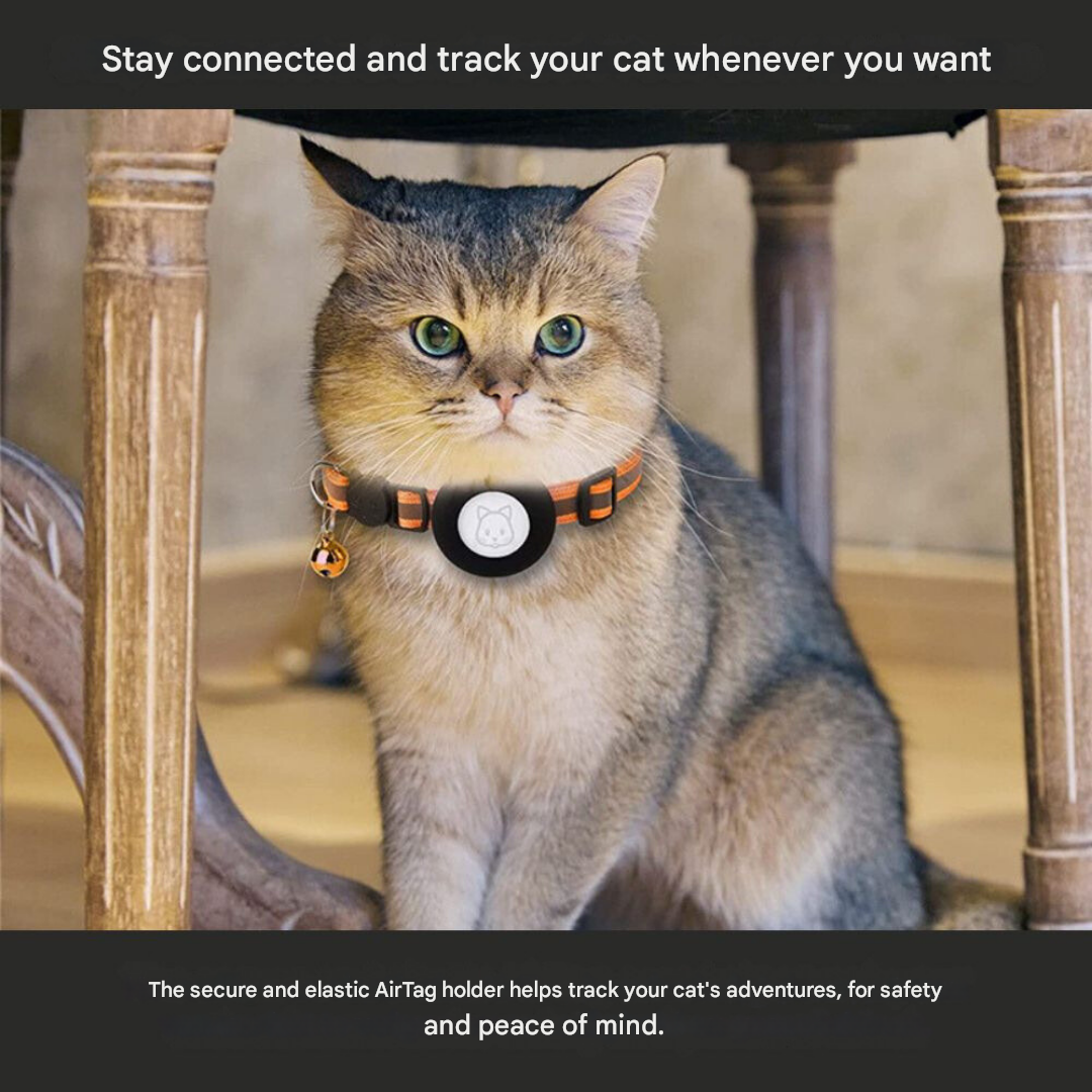 Cat Collar with Safety Closure - Milo-Black-Without GPS tracker-State of Style