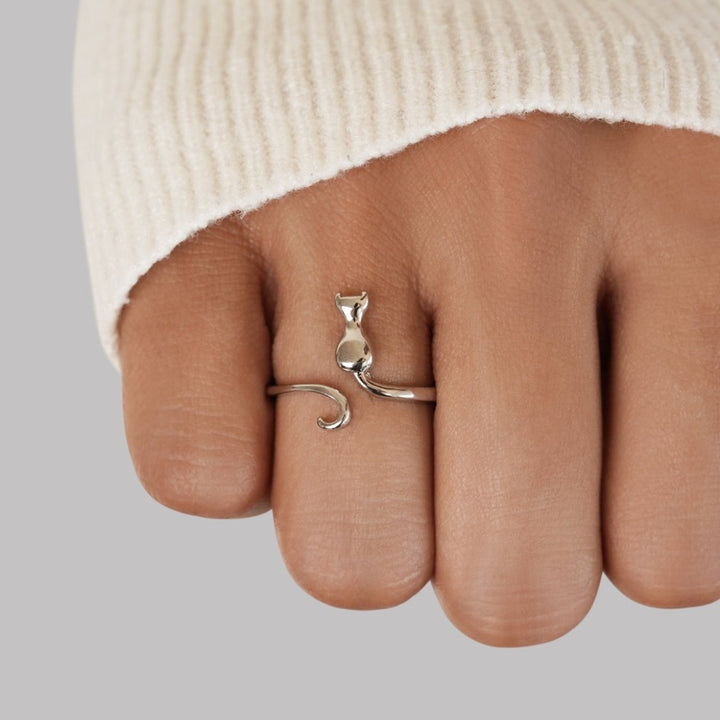 Cat Ring | Elegant Silver Animal Jewellery for Women-State of Style