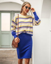 CathelijsSet I Women's 2-Piece Set | Sweater and Skirt-Blue-S-State of Style