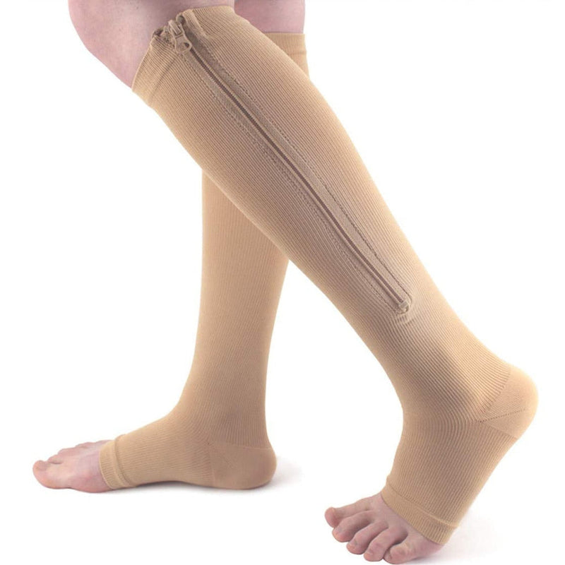 CatootjesSocks | Women's Compression Socks with Zipper-Beige-S-M-State of Style