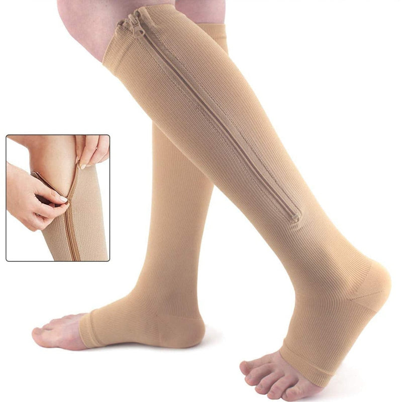 CatootjesSocks | Women's Compression Socks with Zipper-Beige-S-M-State of Style