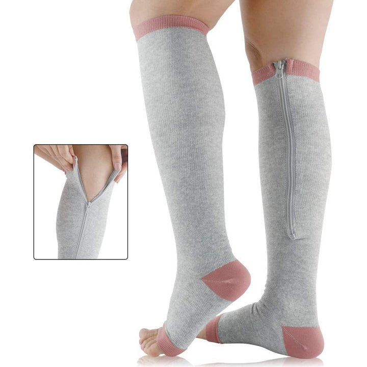 CatootjesSocks | Women's Compression Socks with Zipper-Grey-S-M-State of Style