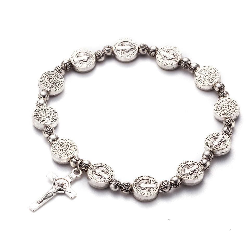 Gold and Silver Christian Cross Bracelet - Solana