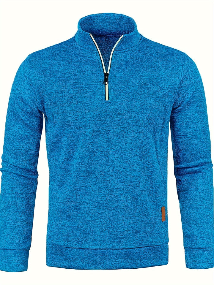 Men's pullover with neck zip for autumn & winter - Matteo