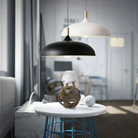 Ceiling lamp in Scandinavian Oak - ScandiLuxe-Black-Warm White-dia35cm x h23cm-State of Style
