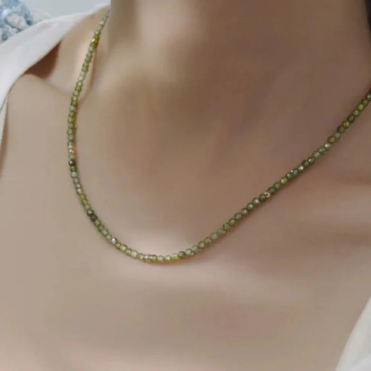 Celeste Olive Green Zirconia Necklace-Without Zirconia-State of Style