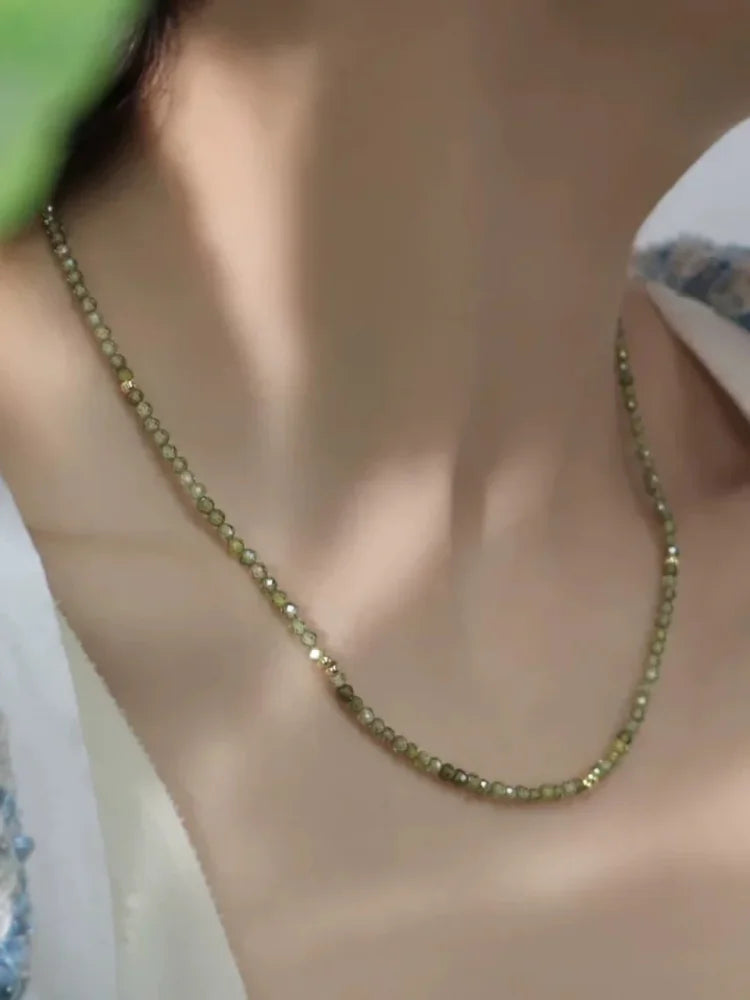 Celeste Olive Green Zirconia Necklace-Without Zirconia-State of Style