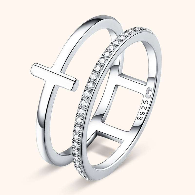 Celeste Ring – Stylish Double Cross Design-Silver-5-State of Style