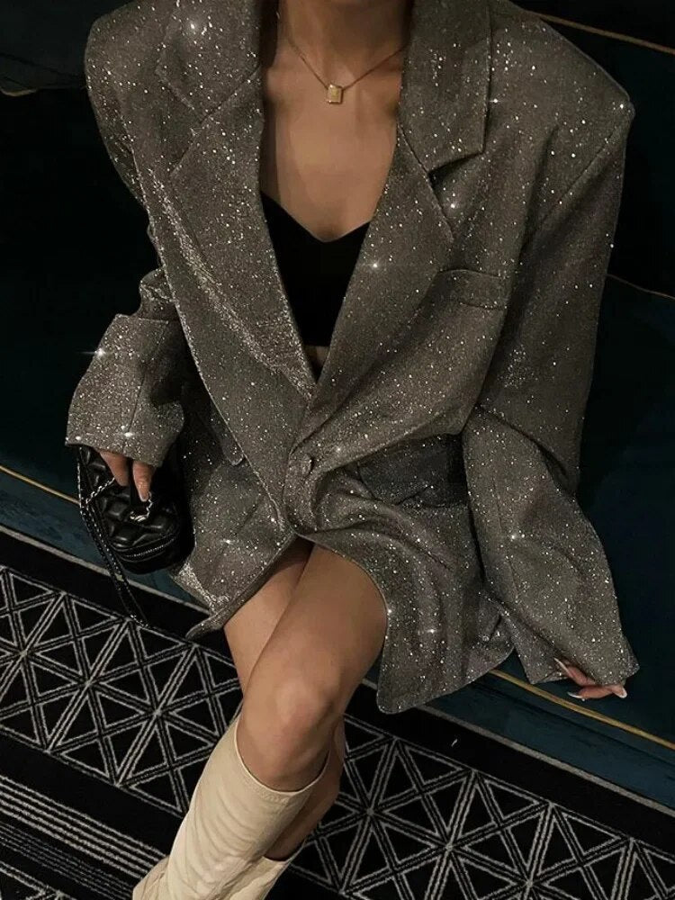 Celeste Sequin Blazer - Sparkling Style-Silver-2XL-State of Style