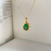 Celeste Vintage Gem Necklace-Green Oval-State of Style