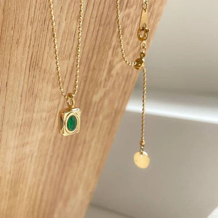 Celeste Vintage Gem Necklace-Red Oval-State of Style