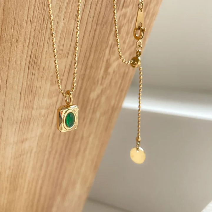 Celeste Vintage Gem Necklace-Red Oval-State of Style