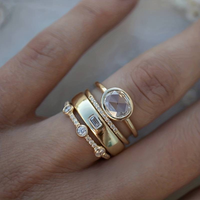 Celestia Vintage Gold & Zirconia Ring Set-6-State of Style