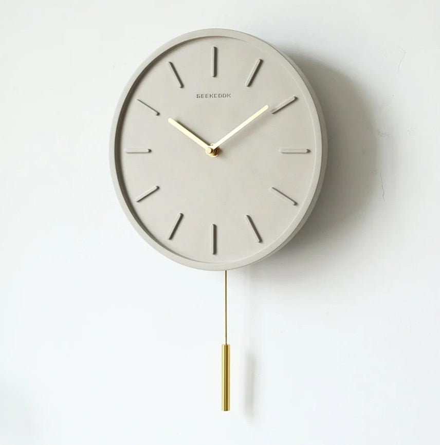 Cement Wall Clock with Metal Pendulum - Tundra-Style D-State of Style