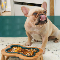 Ceramic Dog Food Bowl with Wooden Stand - BoneFeast-Green-State of Style