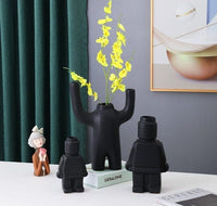 Ceramic Flower Pots Robot - BrickBotanica-Black-S-State of Style