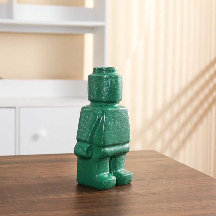 Ceramic Flower Pots Robot - BrickBotanica-Dark green-S-State of Style