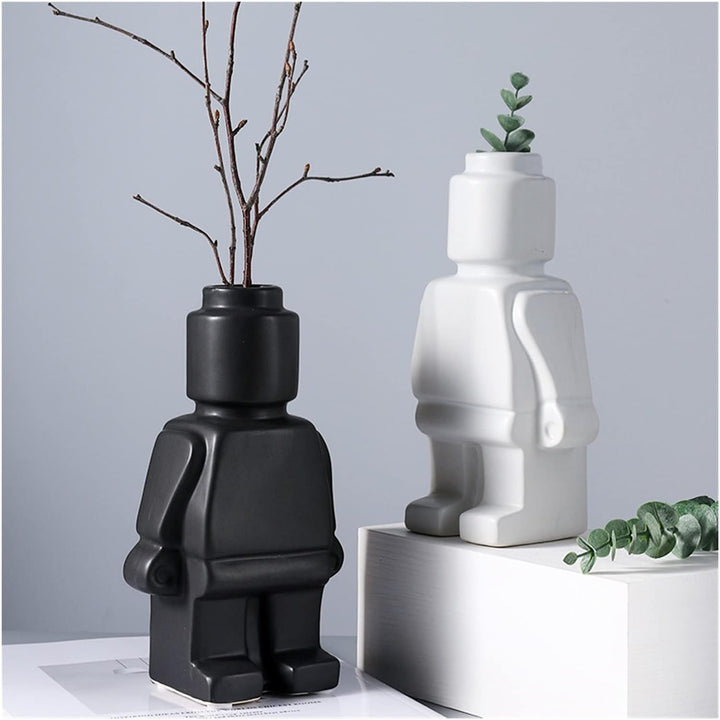 Ceramic Flower Pots Robot - BrickBotanica-Dark green-S-State of Style