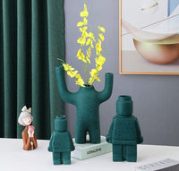 Ceramic Flower Pots Robot - BrickBotanica-Dark green-S-State of Style