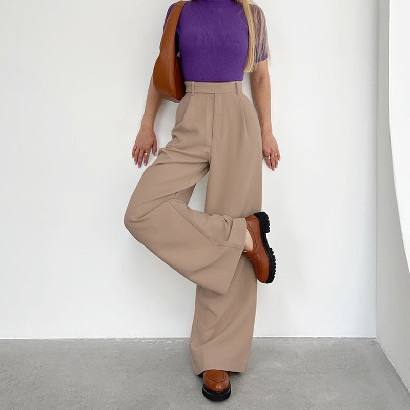 CerysPants I High-Waisted Trousers for Women-Beige-S-State of Style