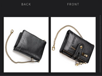 Chained Retro Leather Wallet-Black-State of Style