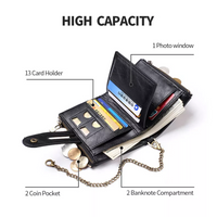 Chained Retro Leather Wallet-Black-State of Style