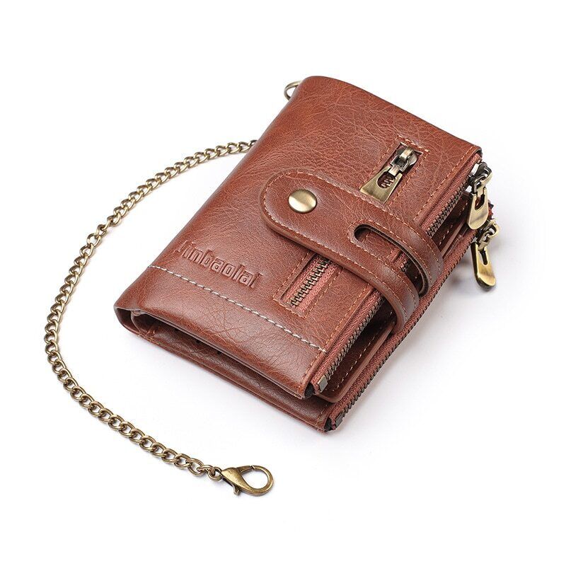 Chained Retro Leather Wallet-Black-State of Style