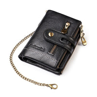 Chained Retro Leather Wallet-Black-State of Style