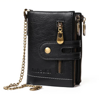 Chained Retro Leather Wallet-Black-State of Style