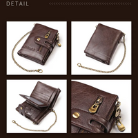 Chained Retro Leather Wallet-Black-State of Style