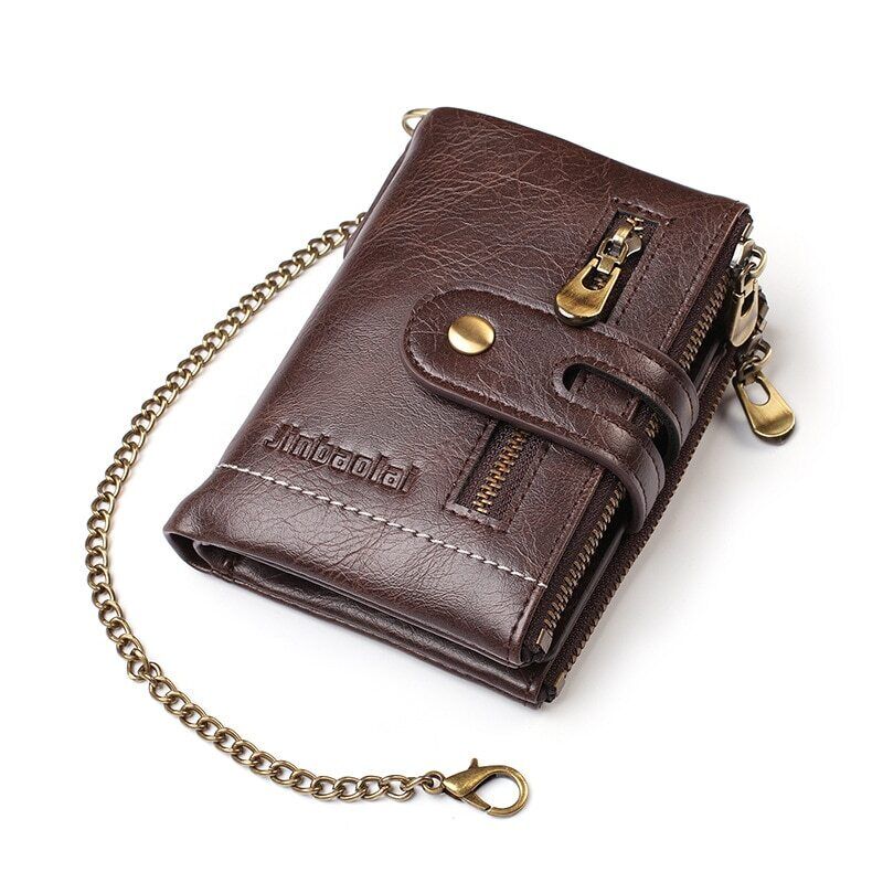 Chained Retro Leather Wallet-Black-State of Style