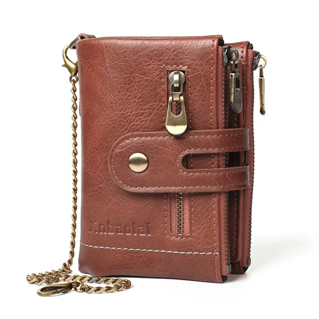 Chained Retro Leather Wallet-Brown-State of Style