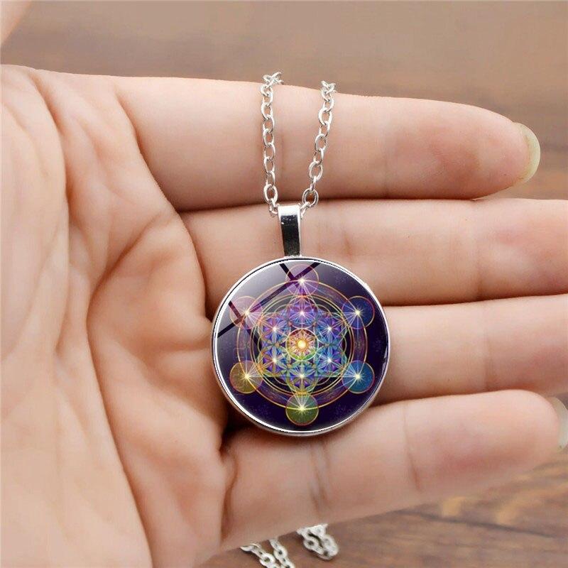 Chakra Pendant with Metatron's Cube - Solantra-Gold-State of Style