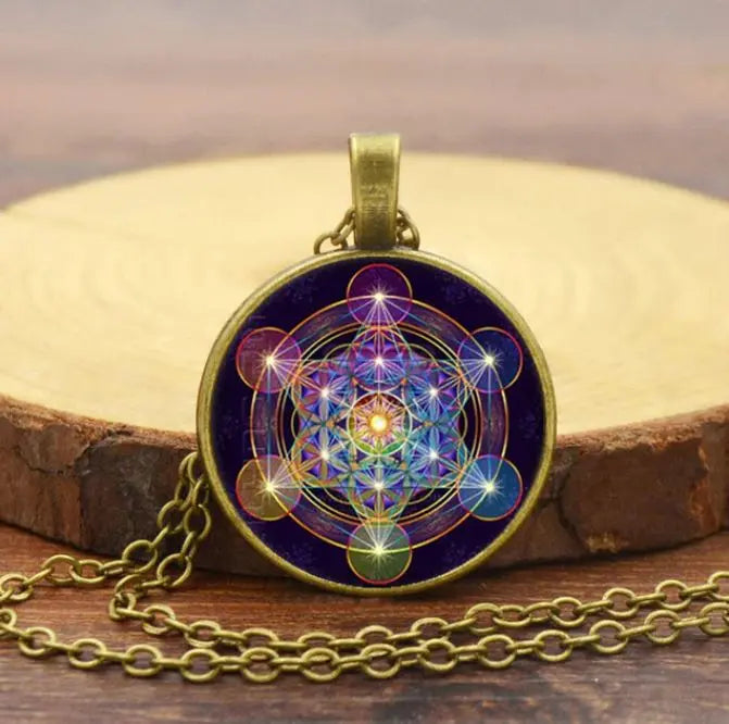 Chakra Pendant with Metatron's Cube - Solantra-Gold-State of Style