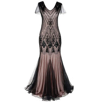 Charice Long 20s Flapper Dress With Sequins-Black/Pink-S-State of Style