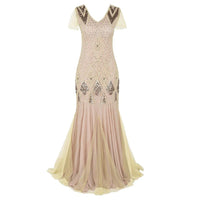 Charice Long 20s Flapper Dress With Sequins-Champagne-S-State of Style