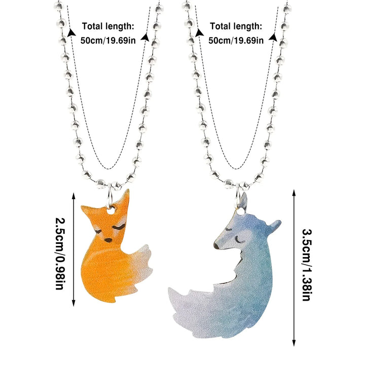 Charming Fox and Wolf Couple Necklace-State of Style