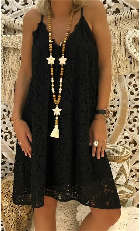 Charming V-Neck Dress-Black-S-State of Style
