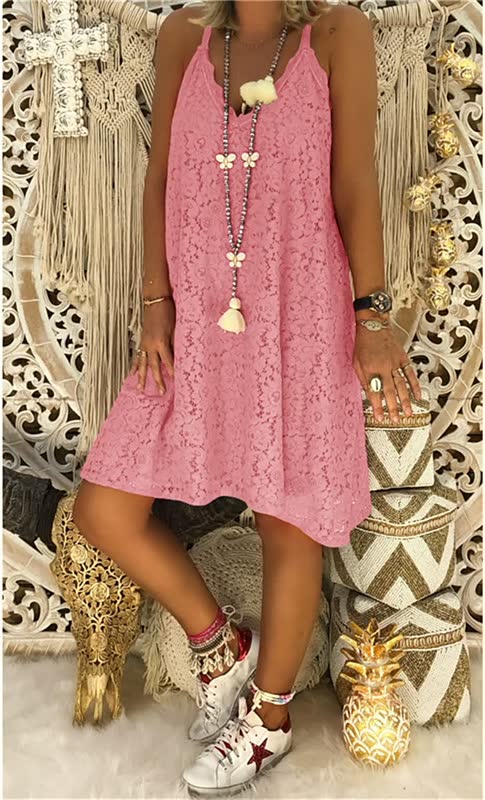 Charming V-Neck Dress-Pink-S-State of Style