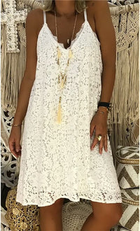Charming V-Neck Dress-White-S-State of Style