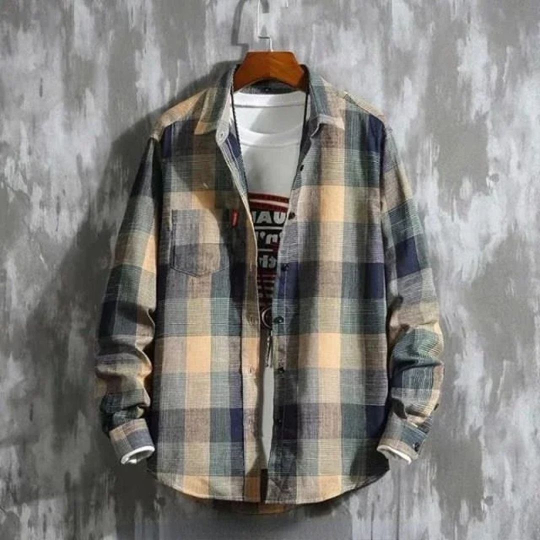 Checked Cotton Shirt Bernard – Classic Fit for Any Occasion-Green-M-State of Style