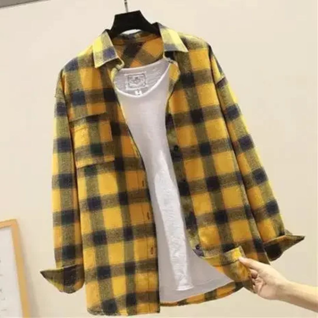 Checked Cotton Shirt Bernard – Classic Fit for Any Occasion-Yellow-M-State of Style